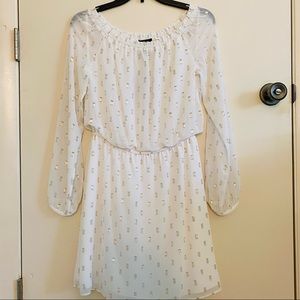 White with gold confetti, White House Black Market long sleeve dress